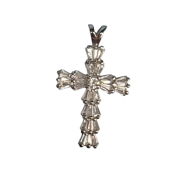 Sterling Silver Cubic Zirconia Cross Pendant 1.5" By DBJ Dee Berkley Jewelry - Picture 3 of 6